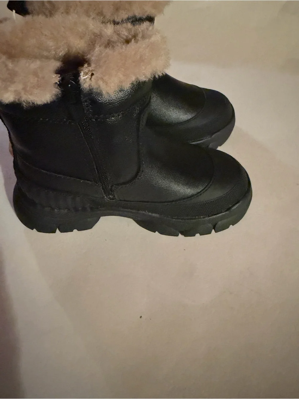 Zara Toddler Size 7.5 Black Winter Boots with Faux-Fur Trim
